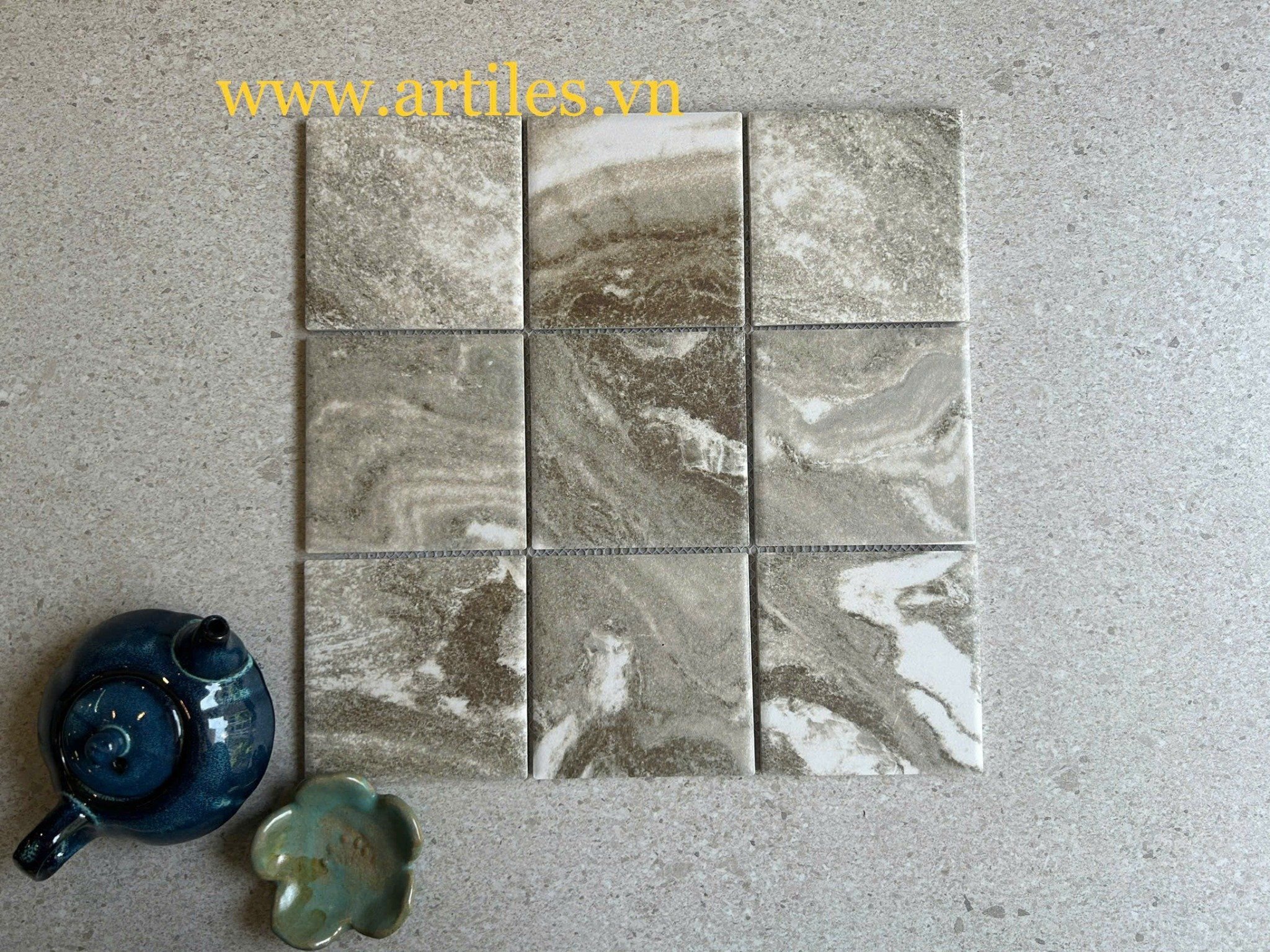 Gạch Mosaic 10x10 Men Mờ Vân Đá Xám ArtM22G