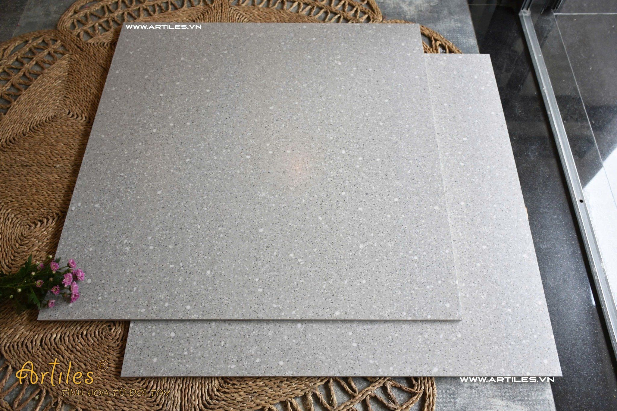 Gạch đá mài màu xám mờ mịn 1mét x 1 mét