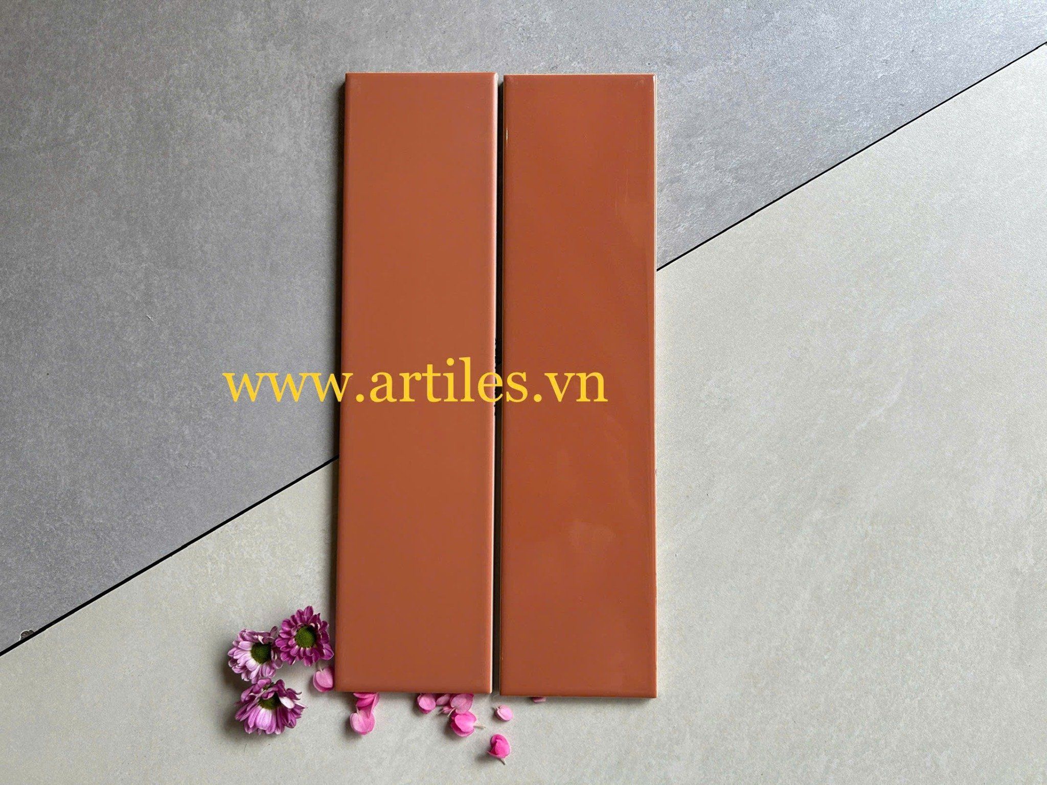 Gạch thẻ màu cam 75x300mm