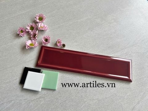  Gạch thẻ lõm vát cạnh màu đỏ rượu ( đỏ bọc đô) 
