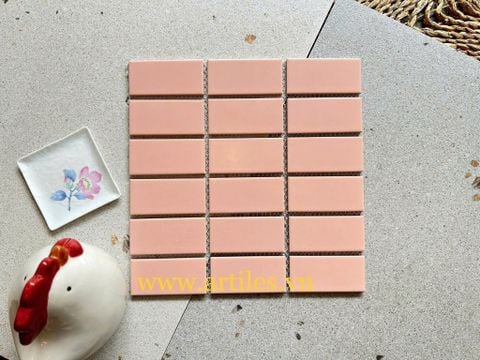  Mosaic hình chữ nhật màu hồng mờ 196 