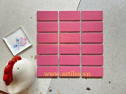  Mosaic hình chữ nhật màu hồng đậm mờ 688 