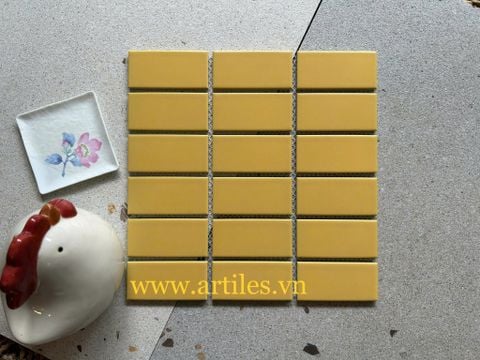 Mosaic hình chữ nhật màu vàng đậm mờ 1245 