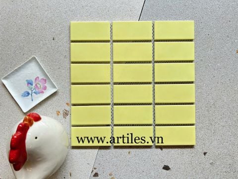  Mosaic hình chữ nhật màu vàng nhạt mờ 393 