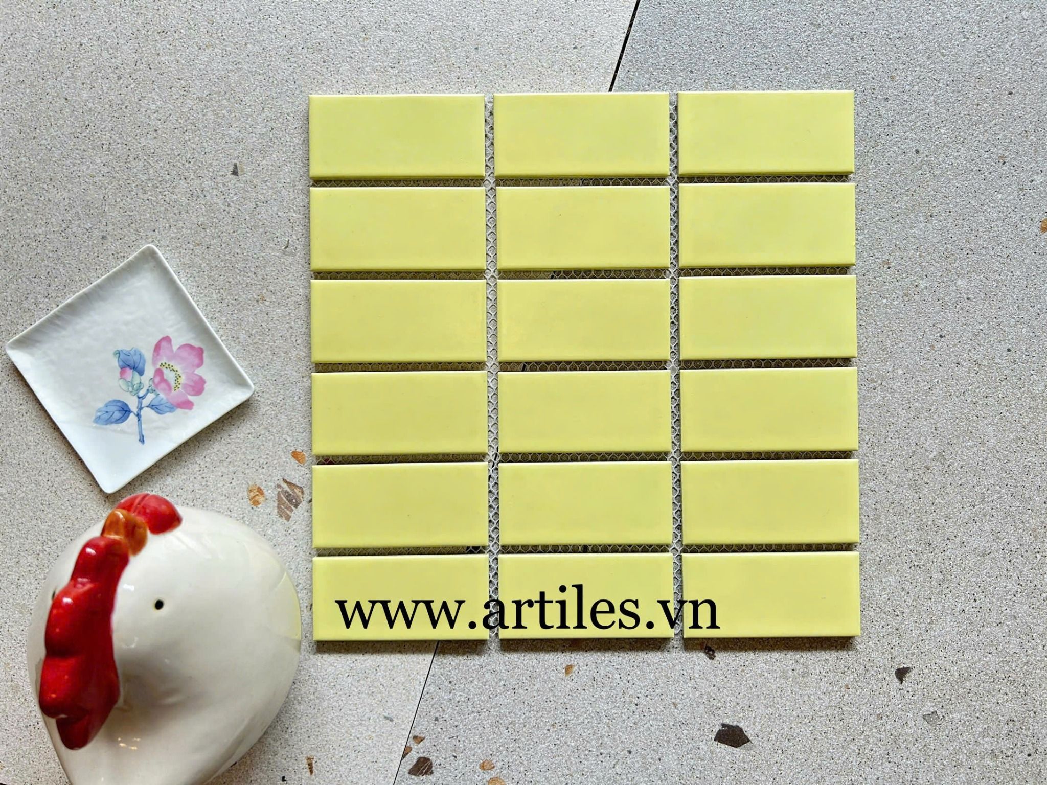 Mosaic hình chữ nhật màu vàng nhạt mờ 393