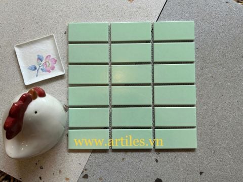 Mosaic hình chữ nhật màu xanh mint mờ 317 