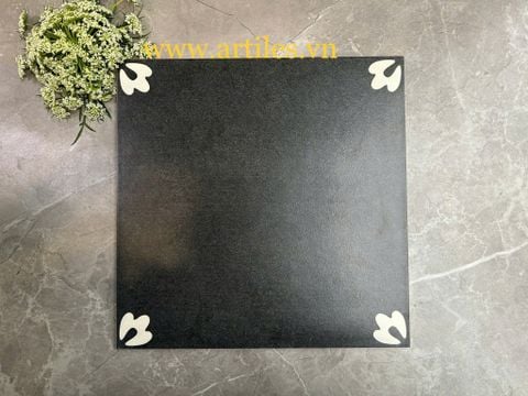  Gạch bông trắng nhỏ nền đen 
