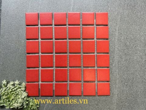  Gạch mosaic màu đỏ mờ 45x45mm 