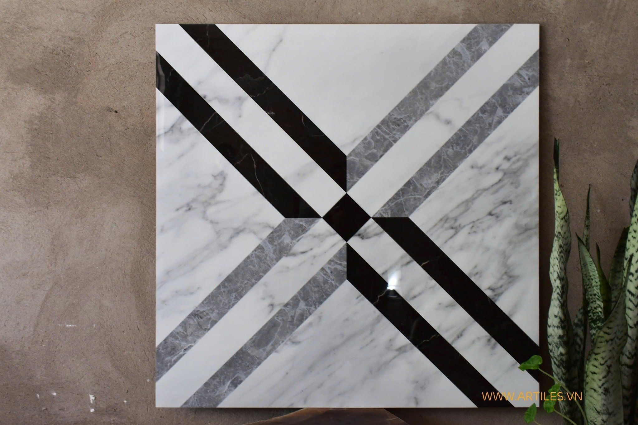 Gạch bông bóng kiếng lát phòng khách Art01