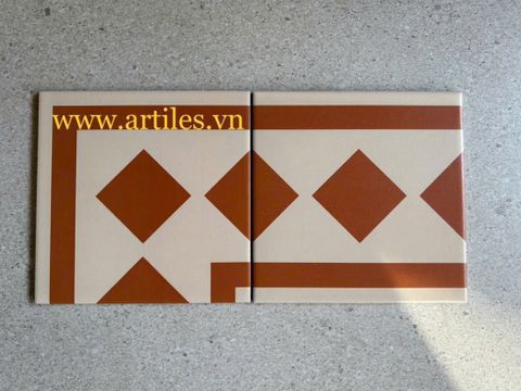  Gạch bông viền góc màu cam 