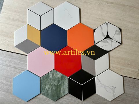 Lục giác 3D xám vàng trắng 