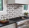 Lục giác trắng carrara xẻ nhánh đen