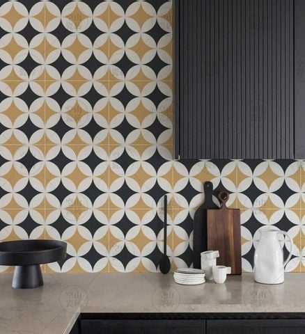  Gạch bông đồng tiền vàng 