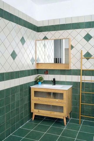  Gạch bông xanh lá đậm 