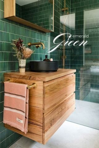  Gạch mosaic que 3 dãy màu xanh lá 