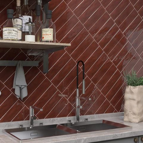  Gạch thẻ màu đỏ bóng lượn ArtP10 