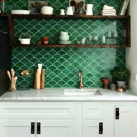  Gạch Mosaic Vảy Cá Rạn 2 lớp Xanh Lá ArtM8998 