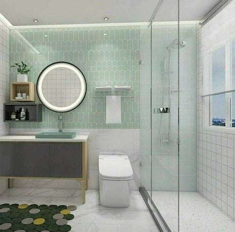  Gạch ốp tường 30x60cm lông vũ màu xanh nhạt 