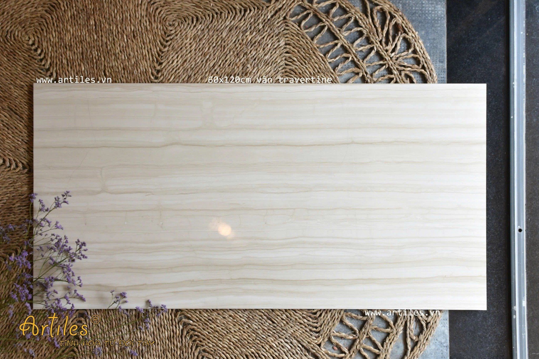 Gạch ốp lát Travertine bóng kim cương Art62092