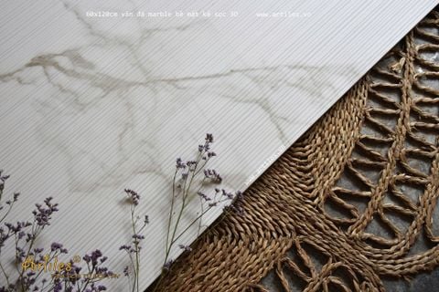  Gạch Ốp Trang Trí Nổi Sọc 3D Màu Trắng Vân Marble Art62013 