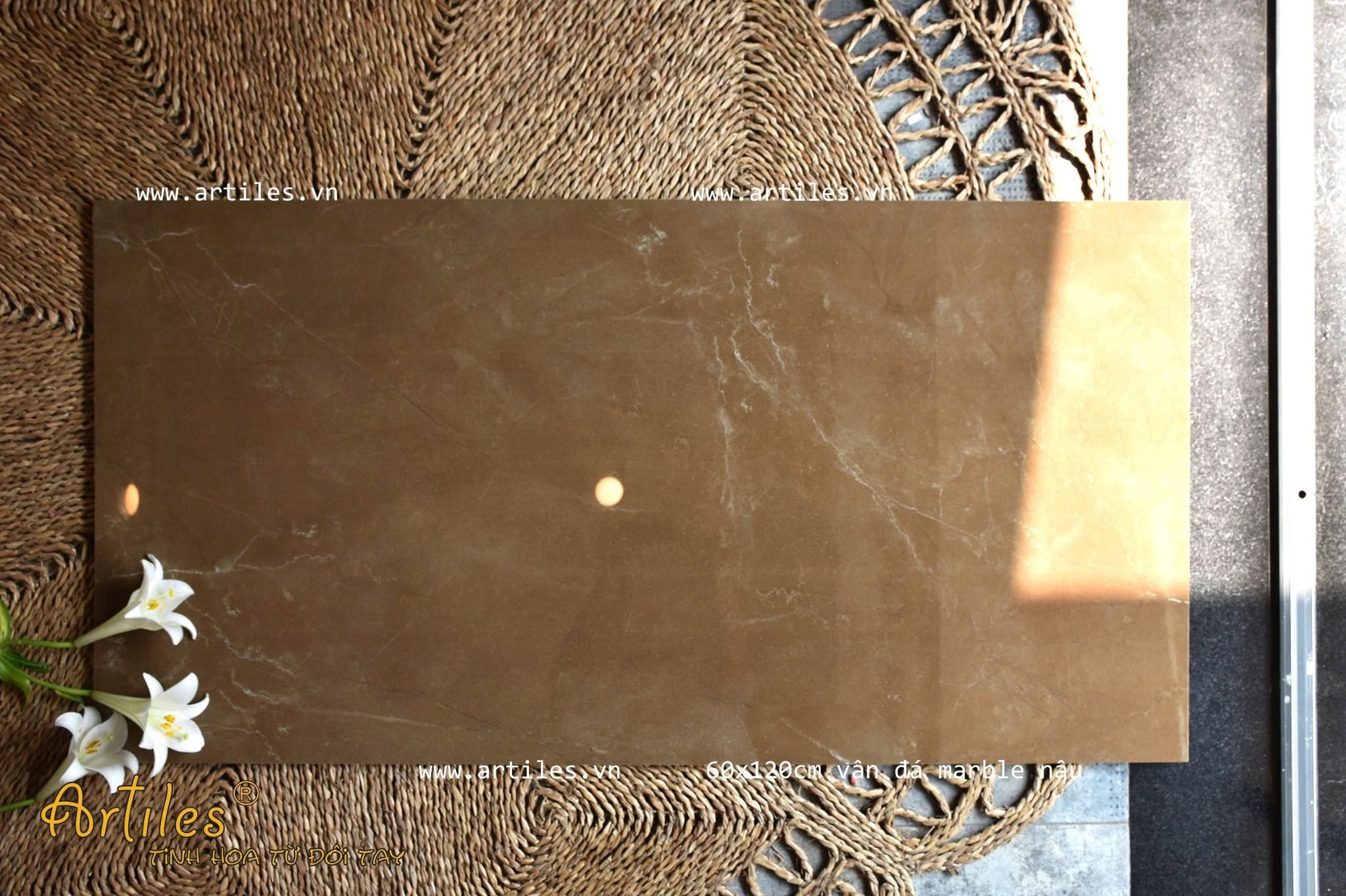 Gạch bóng kiếng xương màu vân marble nâu Art62031