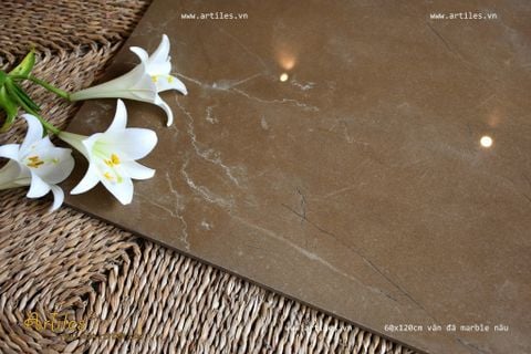  Gạch bóng kiếng xương màu vân marble nâu Art62031 
