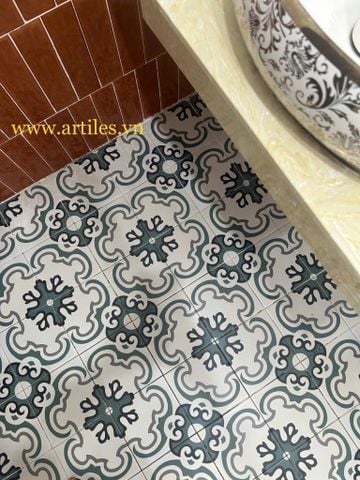  Gạch bông sừng trâu xanh 