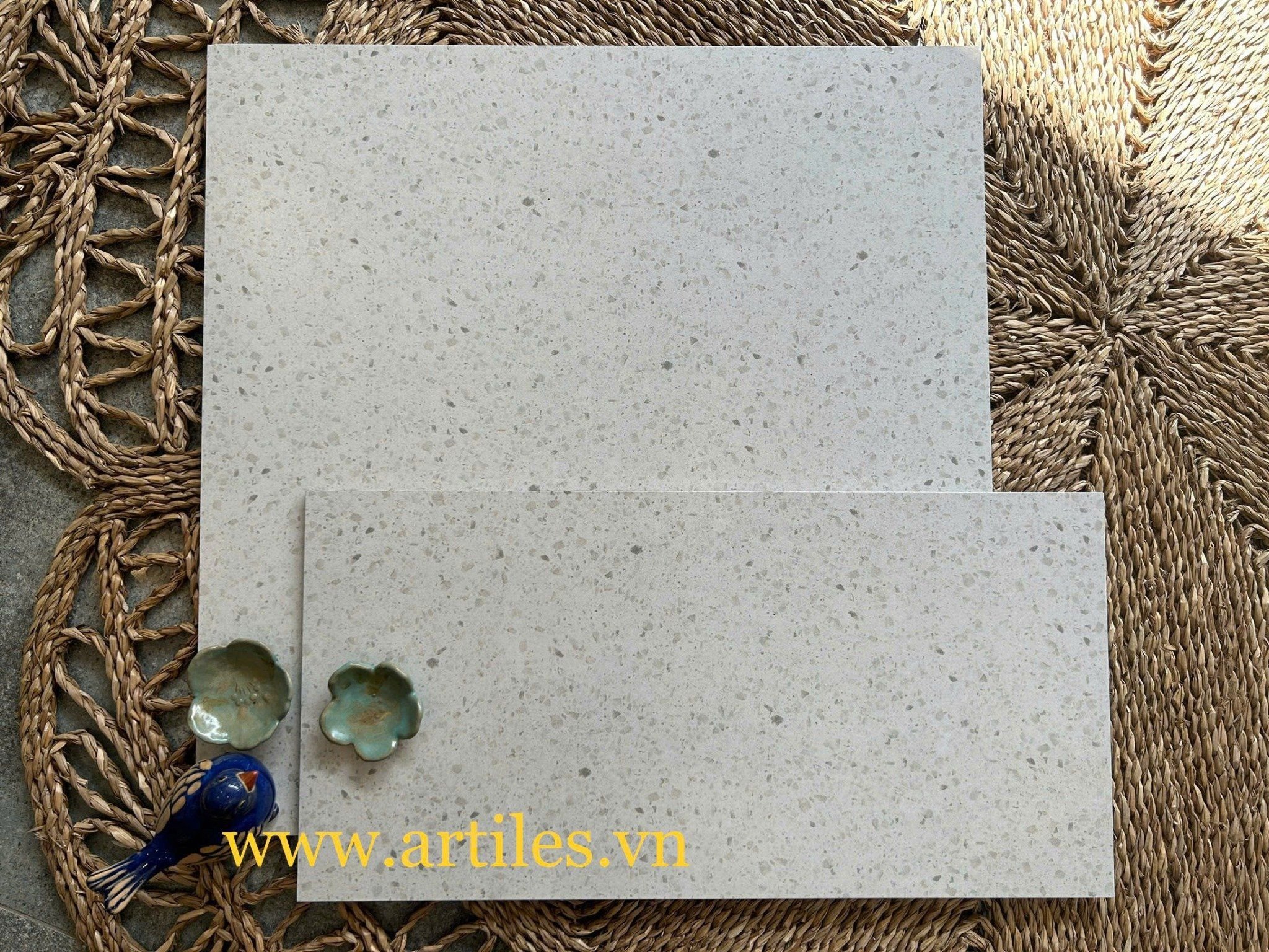 Gạch đá mài Terrazzo màu trắng Art6060 -Ter15