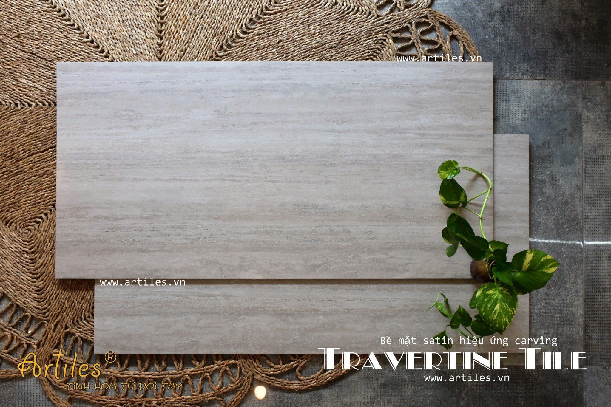 Gạch vân đá TRAVERTINE TILE GREY 60x120cm