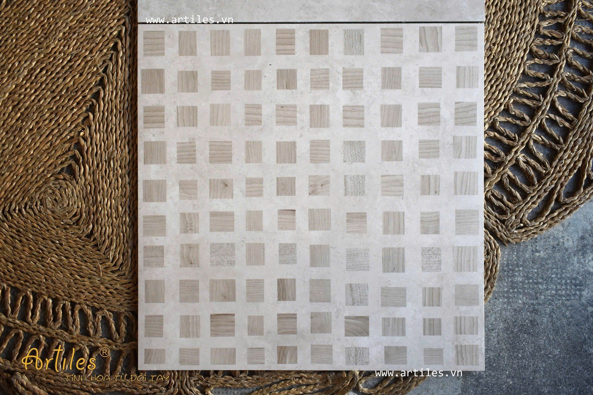 Gạch giả đá màu kem nâu nhạt Art01S