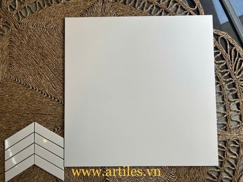  Gạch lát nền Satin Matt (Mờ mịn) trắng trơn ArtH00 
