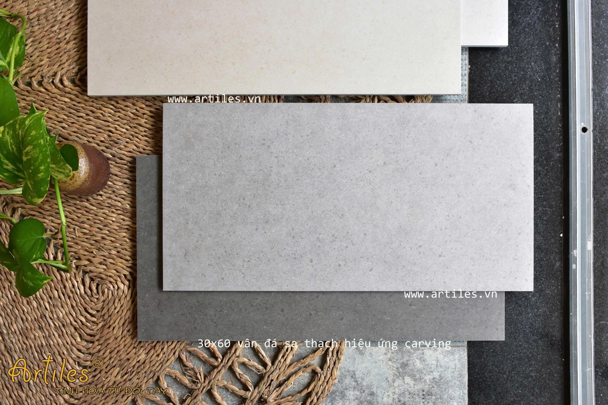 Gạch vân đá sa thạch 30x60cm mờ xám