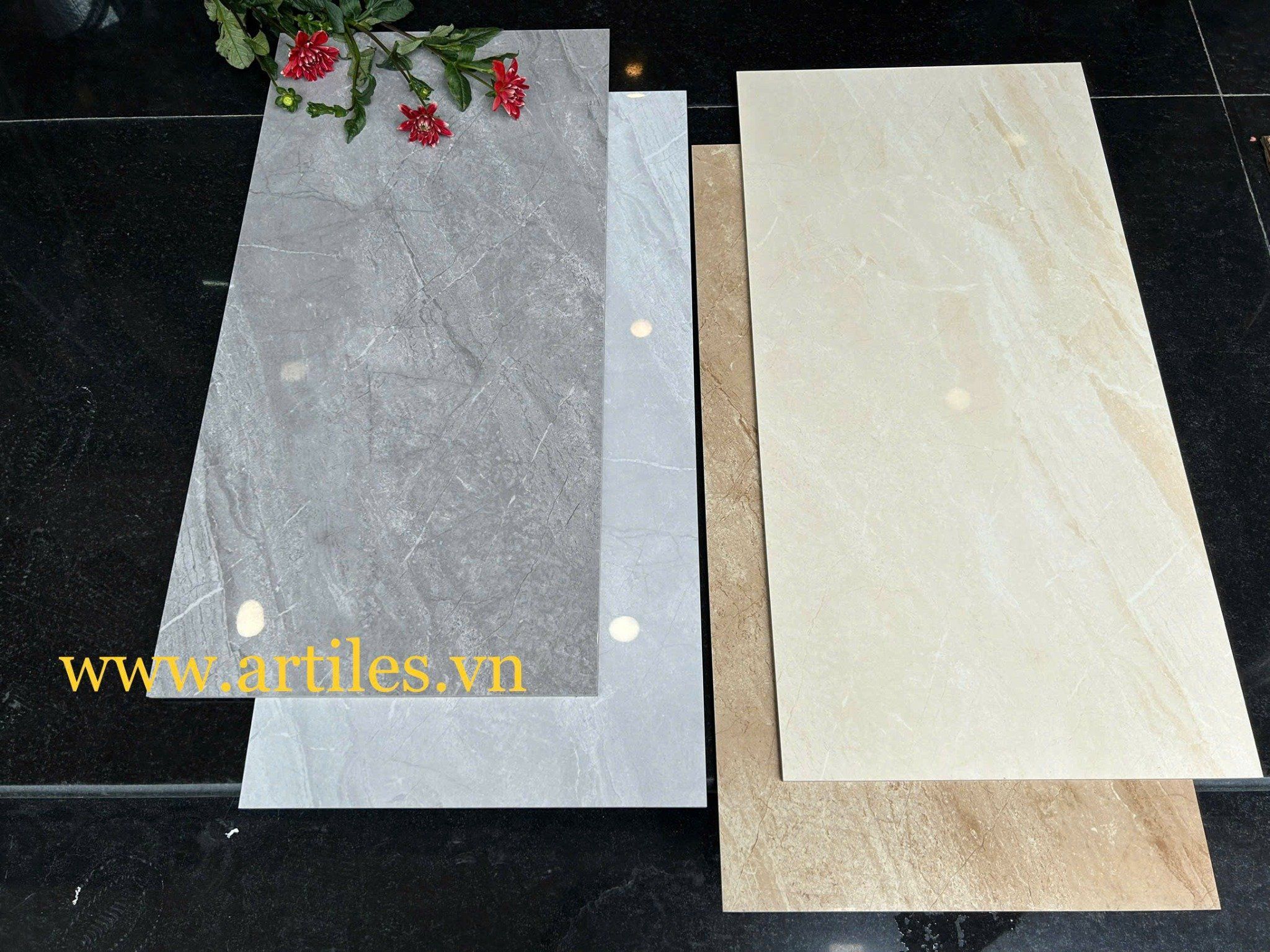 Gạch ốp tường 40x80cm màu vàng vân đá