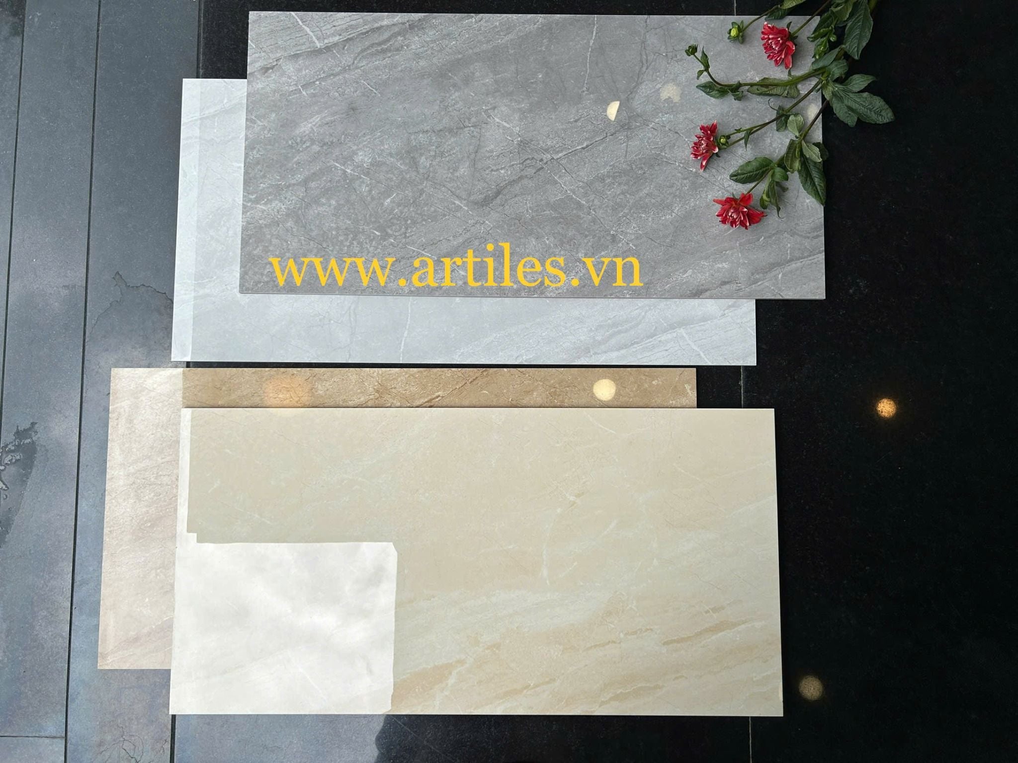 Gạch ốp tường 40x80cm màu vàng vân đá ArtP15
