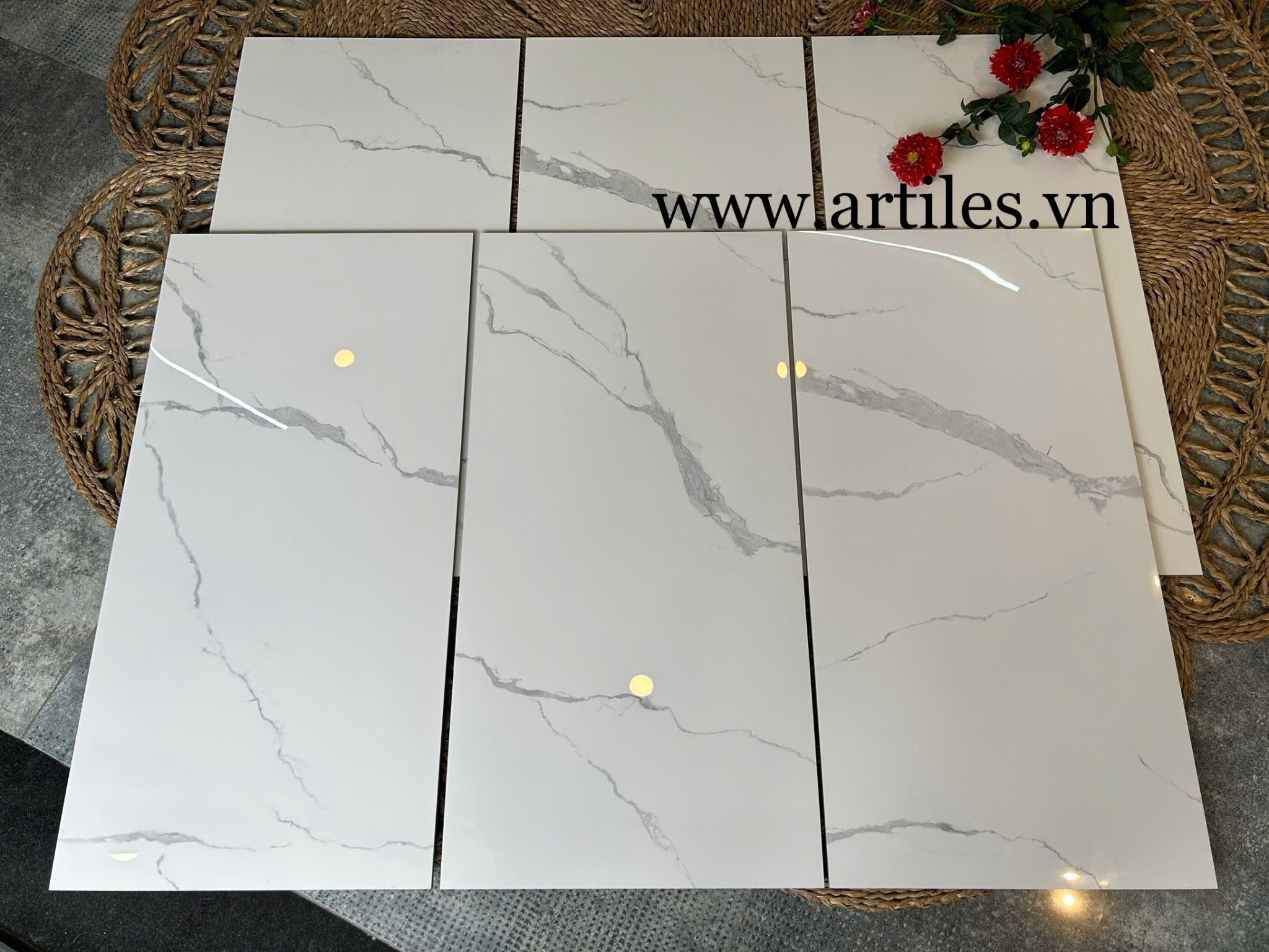 Gạch ốp tường 40x80cm trắng vân xám ArtP01