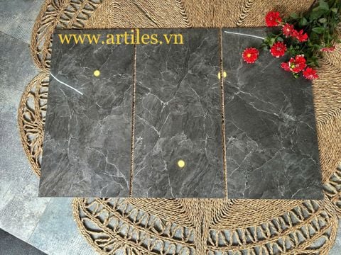  Gạch ốp tường 40x80cm đen vân đá trắng 