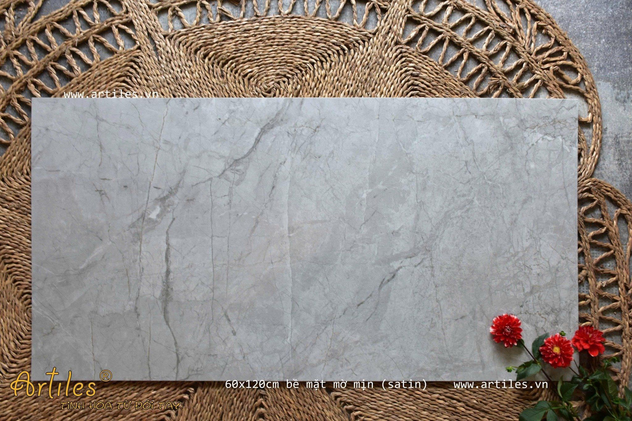 Gạch vân đá màu xám mịn 60x120cm Art90