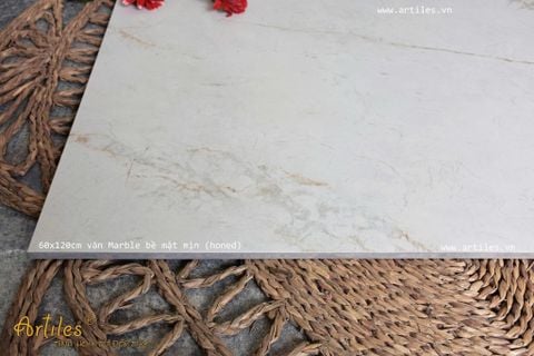  Gạch màu trắng vân kem vàng Art95 