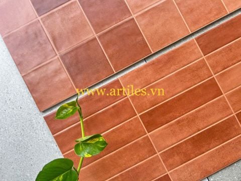  Gạch ốp lát trang trí mix màu đỏ đất 