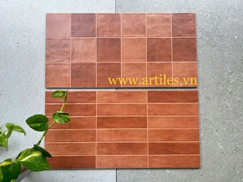  Gạch ốp lát trang trí mix màu đỏ đất 