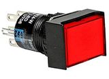 AL6H-M24RC- Nút nhấn có đèn nhấn nhả, hình chữ nhật Φ16 dPDT,24V DC đỏ