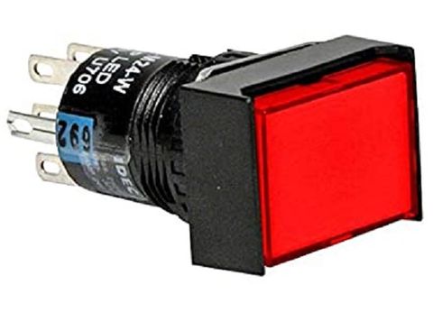  AL6H-M24RC- Nút nhấn có đèn nhấn nhả, hình chữ nhật Φ16 dPDT,24V DC đỏ 