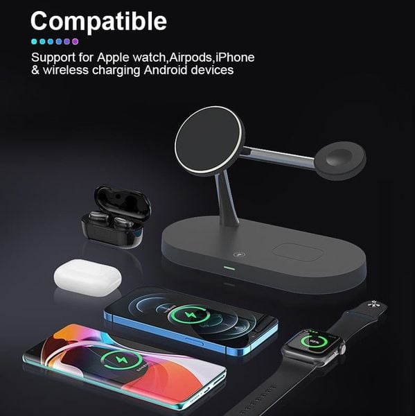 Đế Sạc Magsafe 5 in 1 Có Tích Hợp Đèn Ngủ