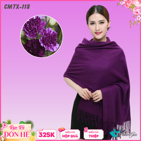 Khăn Choàng Cashmere Trơn Cao Cấp Màu Tím Cẩm (CMTX118)