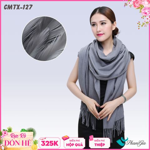 Khăn Choàng Cashmere Trơn Cao Cấp Màu Xám Lông Chuột (CMTX127)