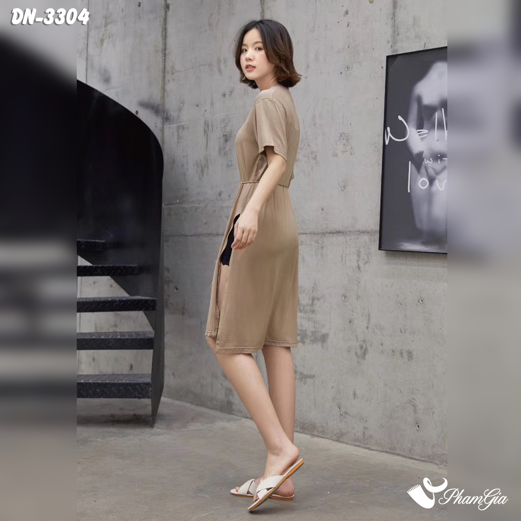 Đầm thun body 2 dây xẻ tà  ĐEN  Lazadavn