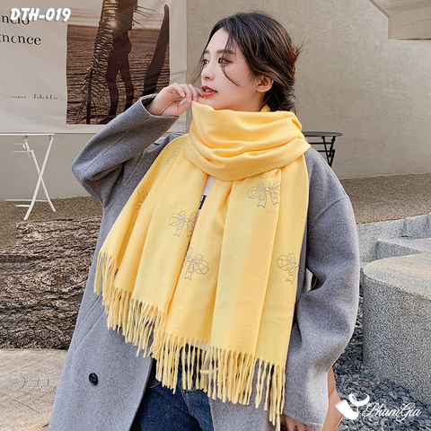 Khăn Choàng Dạ Cashmere Thêu Cao Cấp (DTH019)