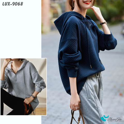 Áo Hoodie Kim Cương Phối Nón Cao Cấp (2 màu) (LUX9068)