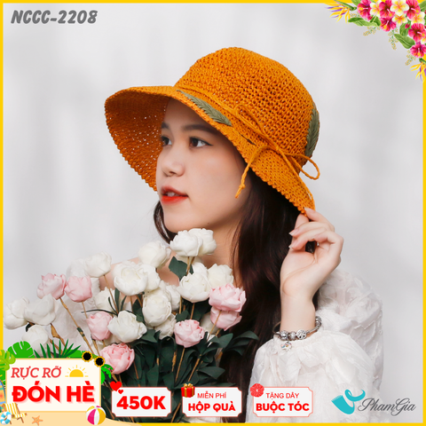 Nón Cói Đan Họa Tiết Lá Thời Trang (NCCC2208)