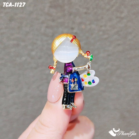 Ghim Cài Áo Cô Gái Họa Sĩ Dễ Thương  (TCA1127)
